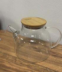 Чайник стеклянный заварочный с бамбуковой крышкой
