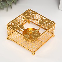 Металлический подсвечник на 1 свечу «Квадрат. Подсолнухи»