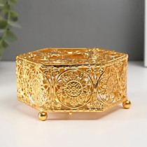 Металлический подсвечник на 1 свечу «Шестигранник. Пушистые листья»