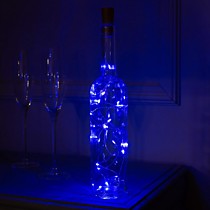 Гирлянда «Нить» 2 м роса с пробкой, IP20, серебристая нить, 20 LED, батарейки LR44×3 (в комплекте), свечение синее